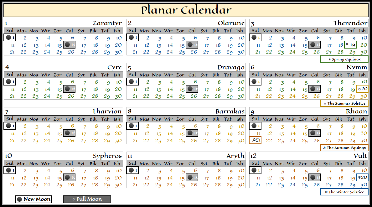 Planar Calendar